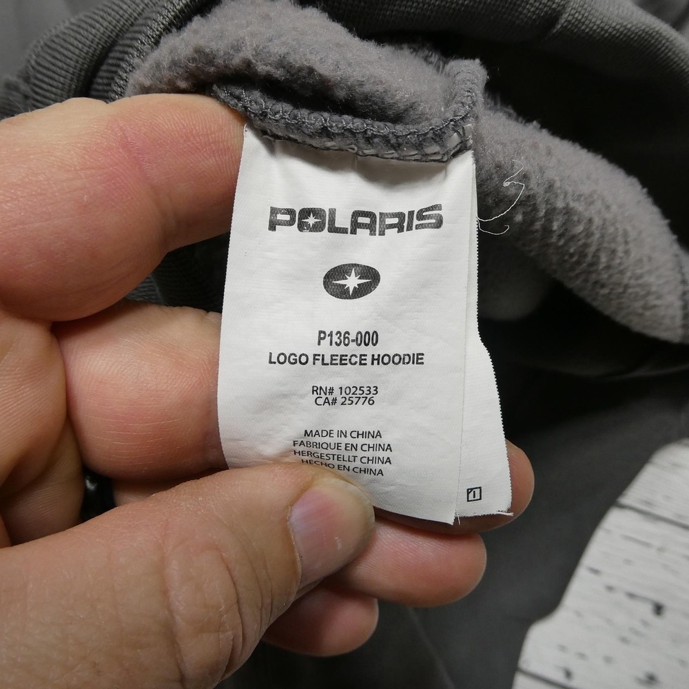 Polaris Hoodie Sweatshirt Mens XL Gray Logo Graphic Fleece Kangaroo Pullover - Picture 10 of 11
